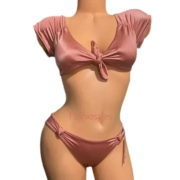 Victoria’s Secret Swim Twist off Shoulder Short-sleeve Bikini Top & Bottom Set - Picture 9 of 12